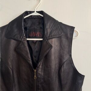 Women's Black Leather Vest
